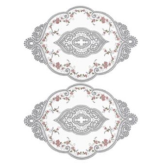 Retro Lace Placemat Oval Embroidered Table Place Mats French Crochet Doilies Coaster Cup Mat
