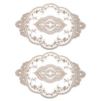 Retro Lace Placemat Oval Embroidered Table Place Mats French Crochet Doilies Coaster Cup Mat