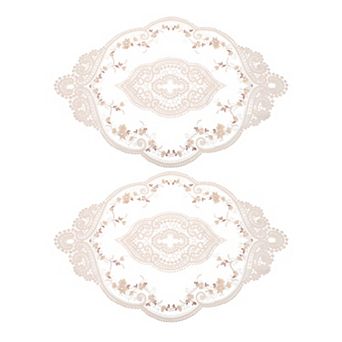 Retro Lace Placemat Oval Embroidered Table Place Mats French Crochet Doilies Coaster Cup Mat