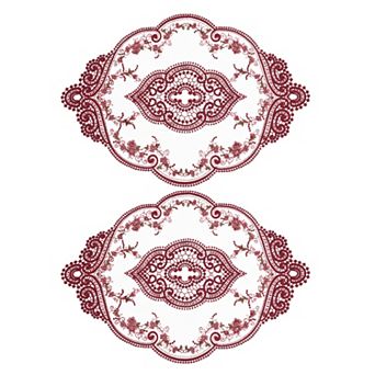 Retro Lace Placemat Oval Embroidered Table Place Mats French Crochet Doilies Coaster Cup Mat
