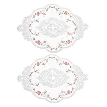 Retro Lace Placemat Oval Embroidered Table Place Mats French Crochet Doilies Coaster Cup Mat