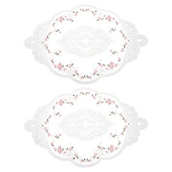 Retro Lace Placemat Oval Embroidered Table Place Mats French Crochet Doilies Coaster Cup Mat