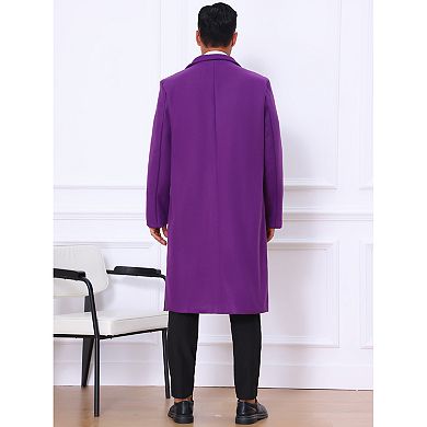 Winter Overcoat for Men's Single Breasted Notch Lapel Formal Trench Coats