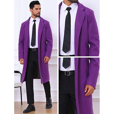 Winter Overcoat for Men's Single Breasted Notch Lapel Formal Trench Coats