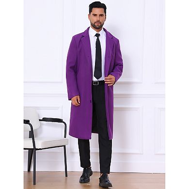 Winter Overcoat for Men's Single Breasted Notch Lapel Formal Trench Coats