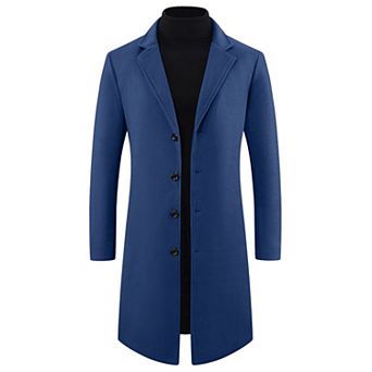 Winter Overcoat for Men's Single Breasted Notch Lapel Formal Trench Coats