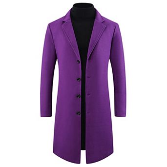 Winter Overcoat for Men's Single Breasted Notch Lapel Formal Trench Coats