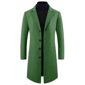 Winter Overcoat for Men's Single Breasted Notch Lapel Formal Trench Coats