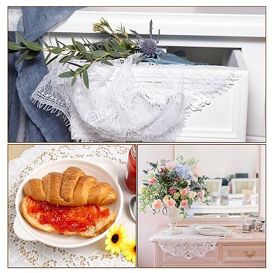 Retro Lace Placemats, French Crochet Doilies Embroidered Hollow Cup Vase Table Mat for Table Kitchen