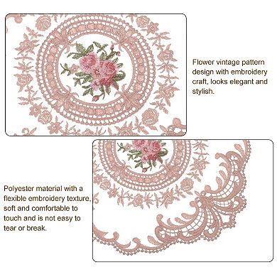 Retro Lace Placemats, French Crochet Doilies Embroidered Hollow Cup Vase Table Mat for Table Kitchen