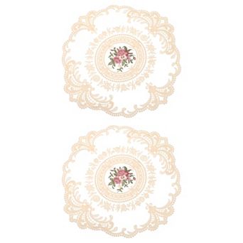 Retro Lace Placemats, French Crochet Doilies Embroidered Hollow Cup Vase Table Mat For Table Kitchen