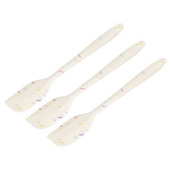 Silicone Spatula Spoon, 8.5" Heat Resistant Scraper For Baking, Cooking, Mixing, White, 3 pc