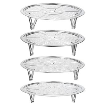 4 pc Stainless Steel Steamer Rack With Stand, Insert Stock Pot Steaming Tray