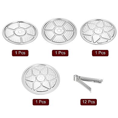 4pcs Stainless Steel Steamer Rack With Stand, Insert Stock Pot Steaming Tray