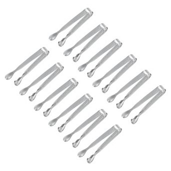 Serving Tongs, 12 pc 4" Stainless Steel Ice Tongs, Mini Sugar Tongs For Appetizers, Charcuterie