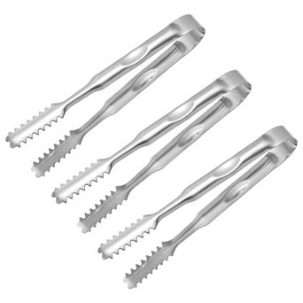 3 pc 6" Ice Tongs, Tiny Tongs For Appetizers, Sugar, Dessert, Tea Parties, Bar, Cafe Silver