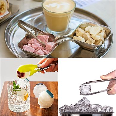 3 Pcs 6" Ice Tongs, Tiny Tongs For Appetizers, Sugar, Dessert, Tea Parties, Bar, Cafe Silver