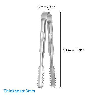 3 Pcs 6" Ice Tongs, Tiny Tongs For Appetizers, Sugar, Dessert, Tea Parties, Bar, Cafe Silver