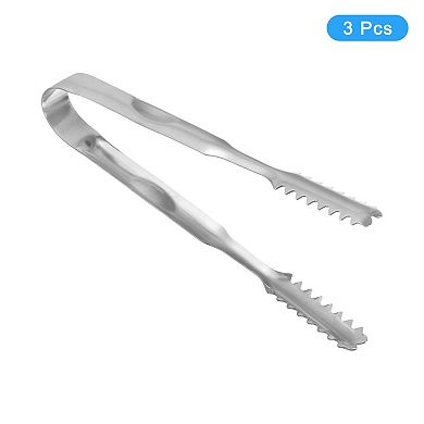 3 Pcs 6" Ice Tongs, Tiny Tongs For Appetizers, Sugar, Dessert, Tea Parties, Bar, Cafe Silver