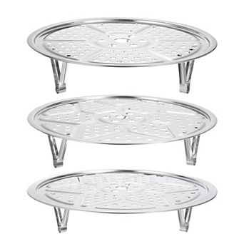 3 pc Stainless Steel Steamer Rack With Stand, Insert Stock Pot Steaming Tray