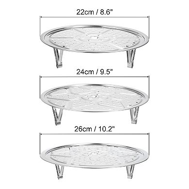 3pcs Stainless Steel Steamer Rack With Stand, Insert Stock Pot Steaming Tray
