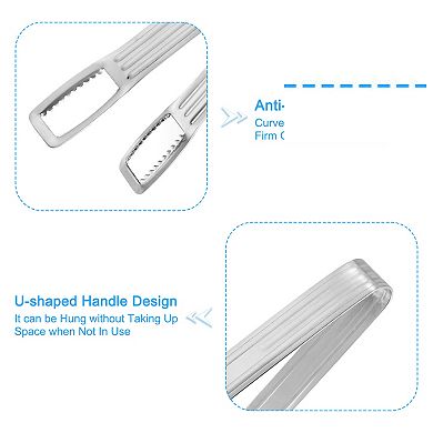 2 Pcs 6.5" Ice Tong, Mini Sugar Tongs For Appetizers, Dessert, Tea Party, Bar, Cafe Silver