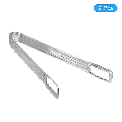 2 Pcs 6.5" Ice Tong, Mini Sugar Tongs For Appetizers, Dessert, Tea Party, Bar, Cafe Silver