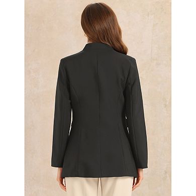 Business Blazers For Women's Stand Collar Long Sleeve Mid Suit Jacket