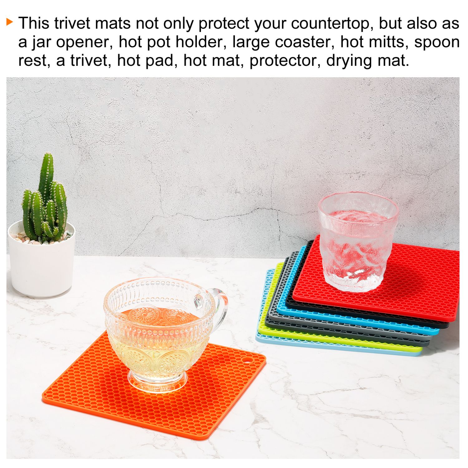 4-Pack Silicone Trivet Mats - Heat Resistant To 480°F, Non-Slip Pot Holders For Kitchen Countertops