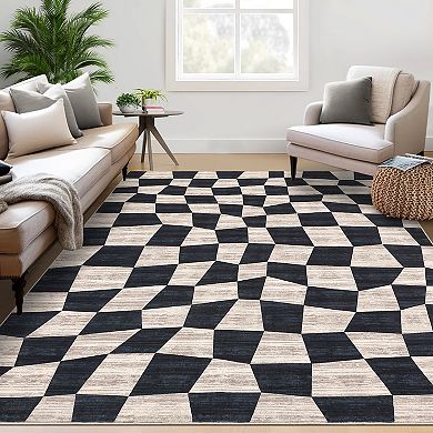 Glowsol Modern Washable Area Rug Soft Non Slip Carpet