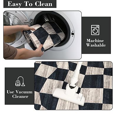 Glowsol Modern Washable Area Rug Soft Non Slip Carpet