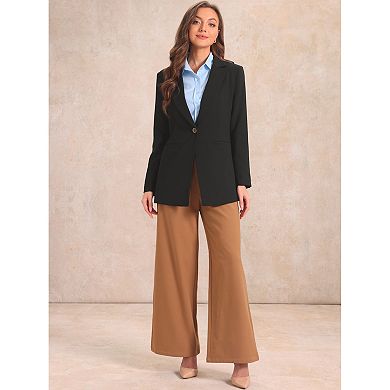 Business Suit Blazer For Women's Notched Lapel Collar One Button Office Jacket