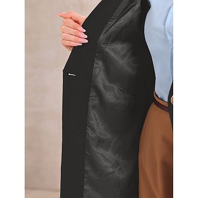 Business Suit Blazer For Women's Notched Lapel Collar One Button Office Jacket