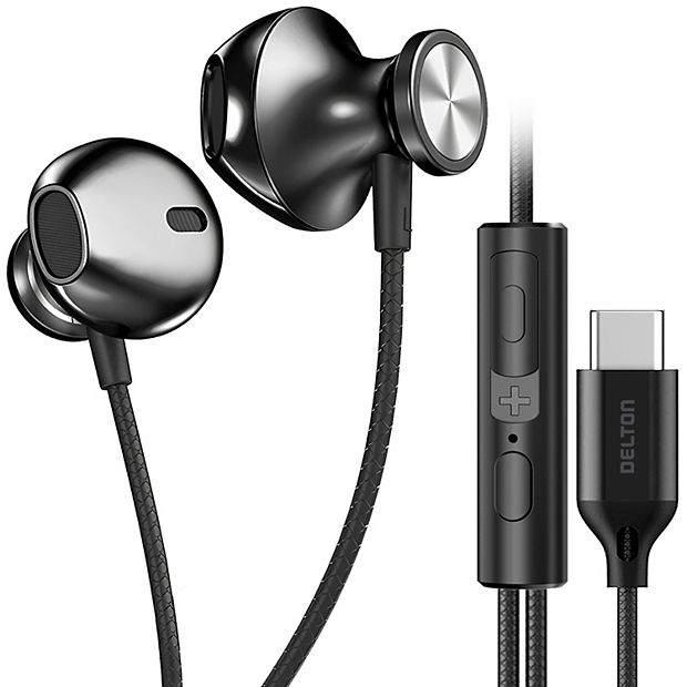 Delton 15ec Usb/usb-c Wired Earbud Headset For Pc, Iphone, Or