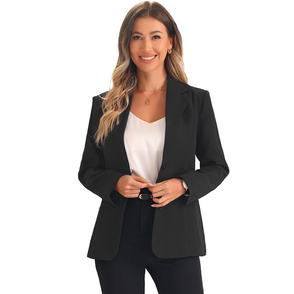 Casual Slim Fit Long Blazers Collar Open Front Jacket with Pockets main image 0