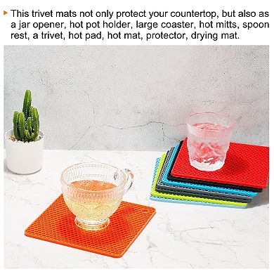 Trivet Mats 4pcs, Square Hot Pans Pads Hot Pots Pans Holder, Heat Resistant Non-slip Trivet Pads