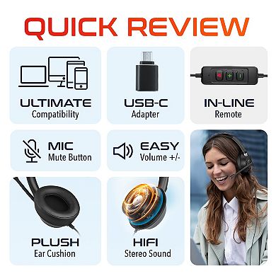 Delton 40y USB/USB-C Mono Headset with Noise Canceling Mic (DWH40YAC)