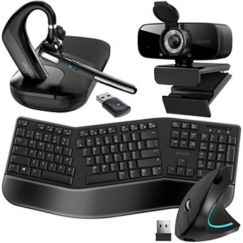 Delton 90x Work Anywhere Bundle: Ergonomic Keyboard & Mouse, Webcam, Headset (DBND4WLS90X)