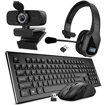 Delton 20x Work Anywhere Bundle: Keyboard, Mouse, Webcam, Headset (DBND4WLS20XREG)