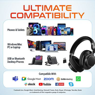 Delton M201 Wireless Active Noise Cancelling Over-Ear Bluetooth Headset (DBHM201D)