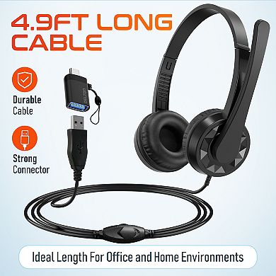 Delton 12y USB/USB-C Computer Headset with Microphone (DWH12YAC)