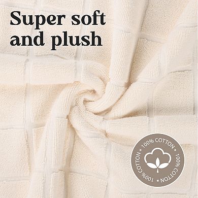 SUPERIOR Nora 2-Piece Cotton Ultra-Thick Absorbent Geometric Bath Mat Set