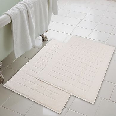 SUPERIOR Nora 2-Piece Cotton Ultra-Thick Absorbent Geometric Bath Mat Set