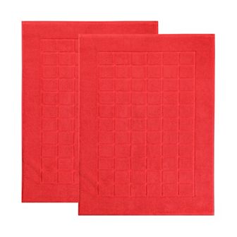 SUPERIOR Nora 2 pc Cotton Ultra-Thick Absorbent Geometric Bath Mat Set