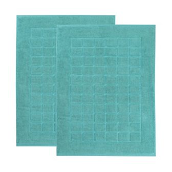 SUPERIOR Nora 2 pc Cotton Ultra-Thick Absorbent Geometric Bath Mat Set