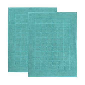 SUPERIOR Nora 2 pc Cotton Ultra-Thick Absorbent Geometric Bath Mat Set