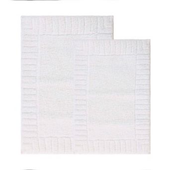 SUPERIOR 2 pc Inaya Striped Shag Non-Skid Bath Rug Set