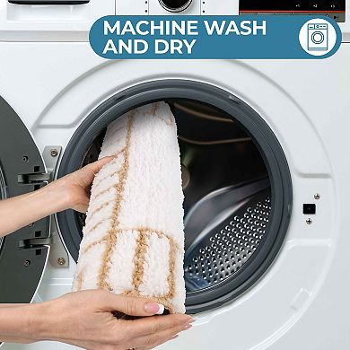 SUPERIOR Inaya 2-Piece Striped Shag Non-Skid Bath Rug Set