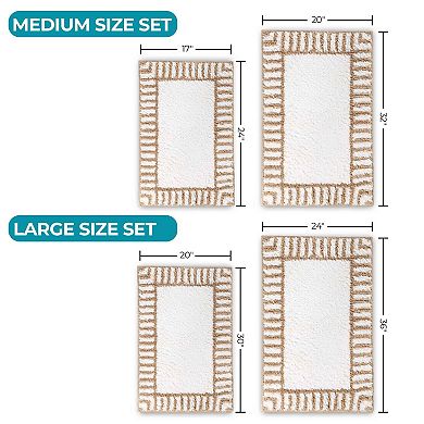 SUPERIOR Inaya 2-Piece Striped Shag Non-Skid Bath Rug Set