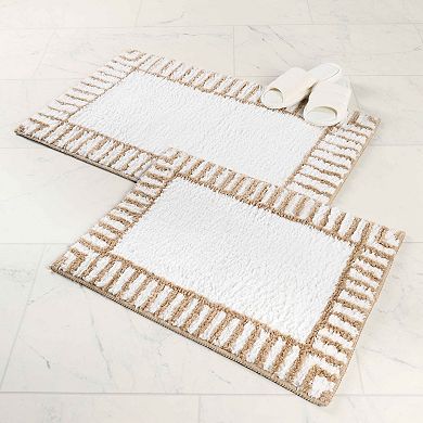 SUPERIOR Inaya 2-Piece Striped Shag Non-Skid Bath Rug Set